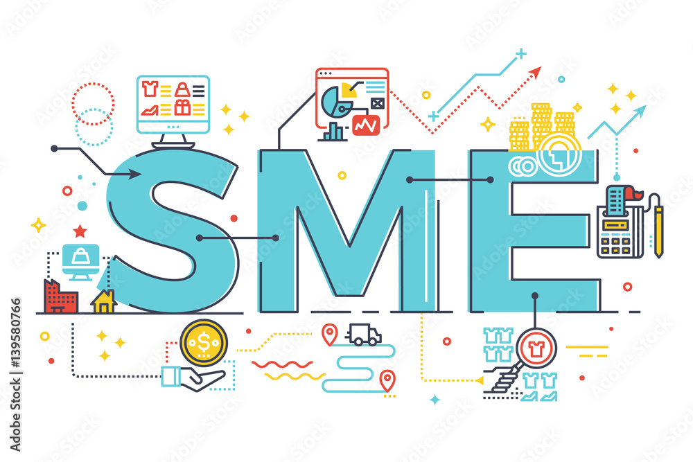 SME, Small and Medium Enterprise, word lettering illustration vector de  Stock | Adobe Stock