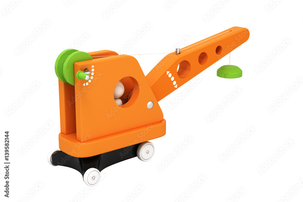 toy crane without shadow on white background 3d toy crane without shadow on white background 3d