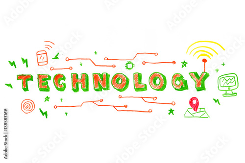 Technology word illustration