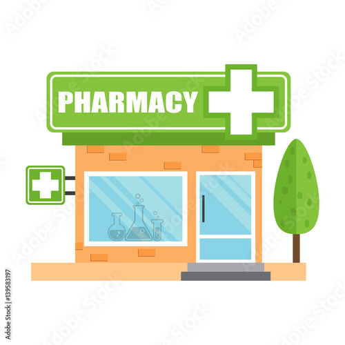 Pharmacy drugstore shop. Store pharmacy vector illustration on white background.