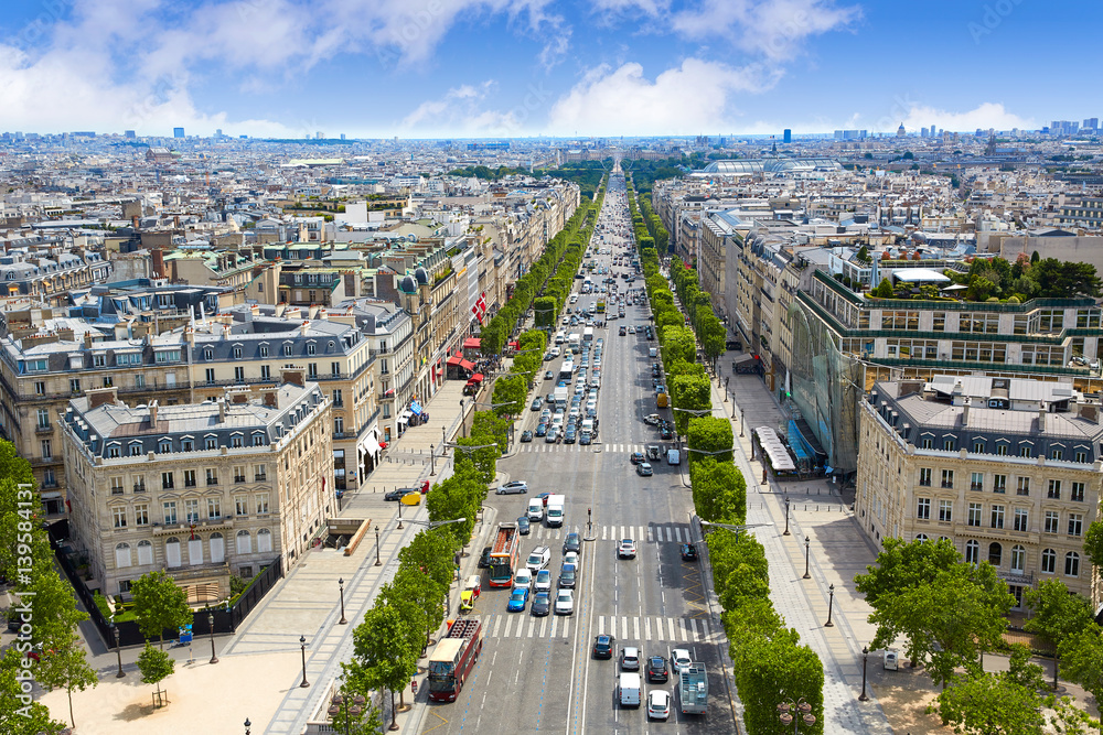 Paris skyline Champs Elysees and Concorde Stock Photo | Adobe Stock