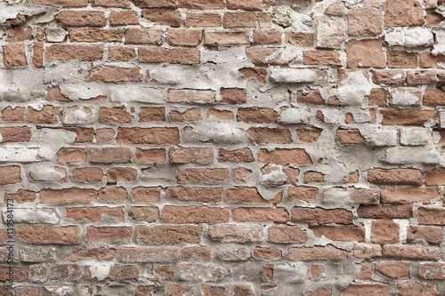 Old painted red brick wall background texture