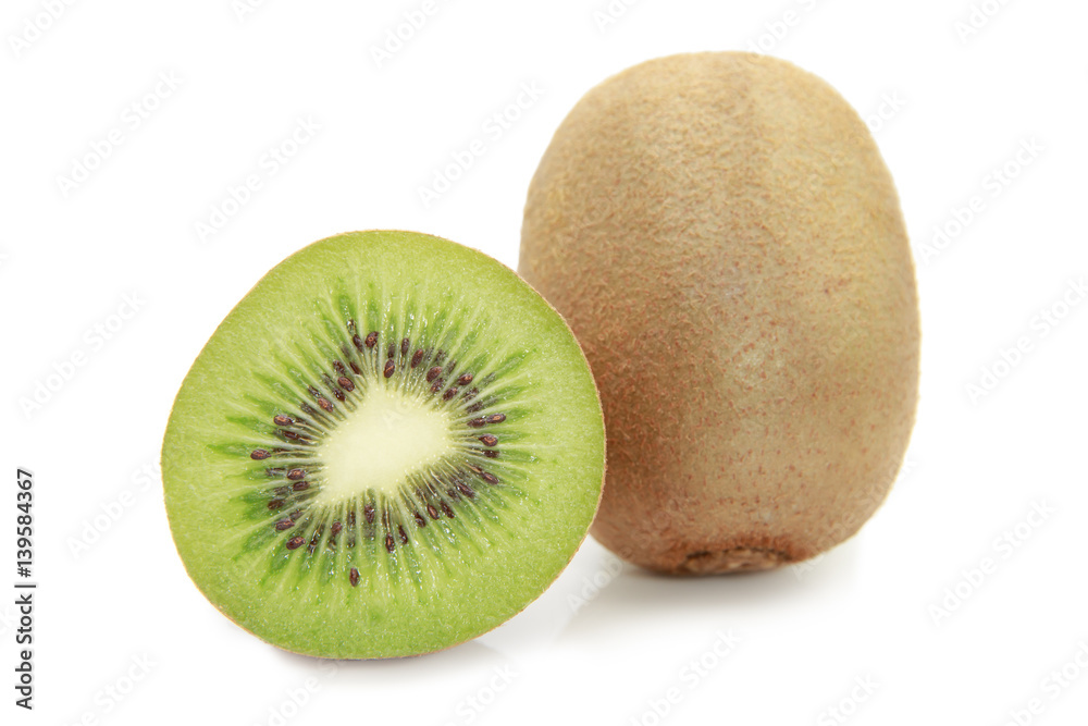 Cut of kiwi fruits isolated on white background. Cut of kiwi fruits isolated on white background.