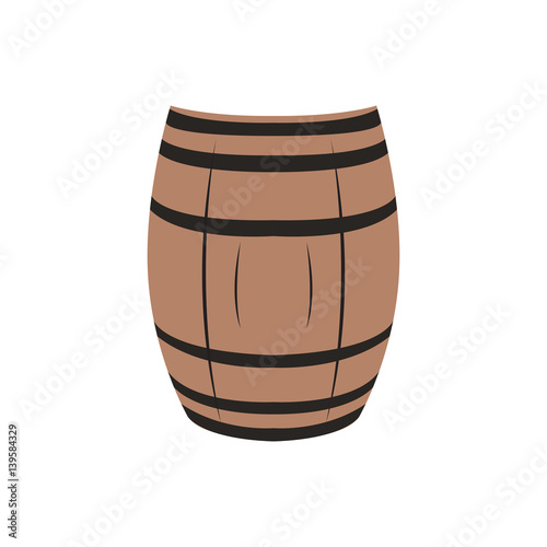 Isolated wooden beer barrel on a white background, Vector illustration