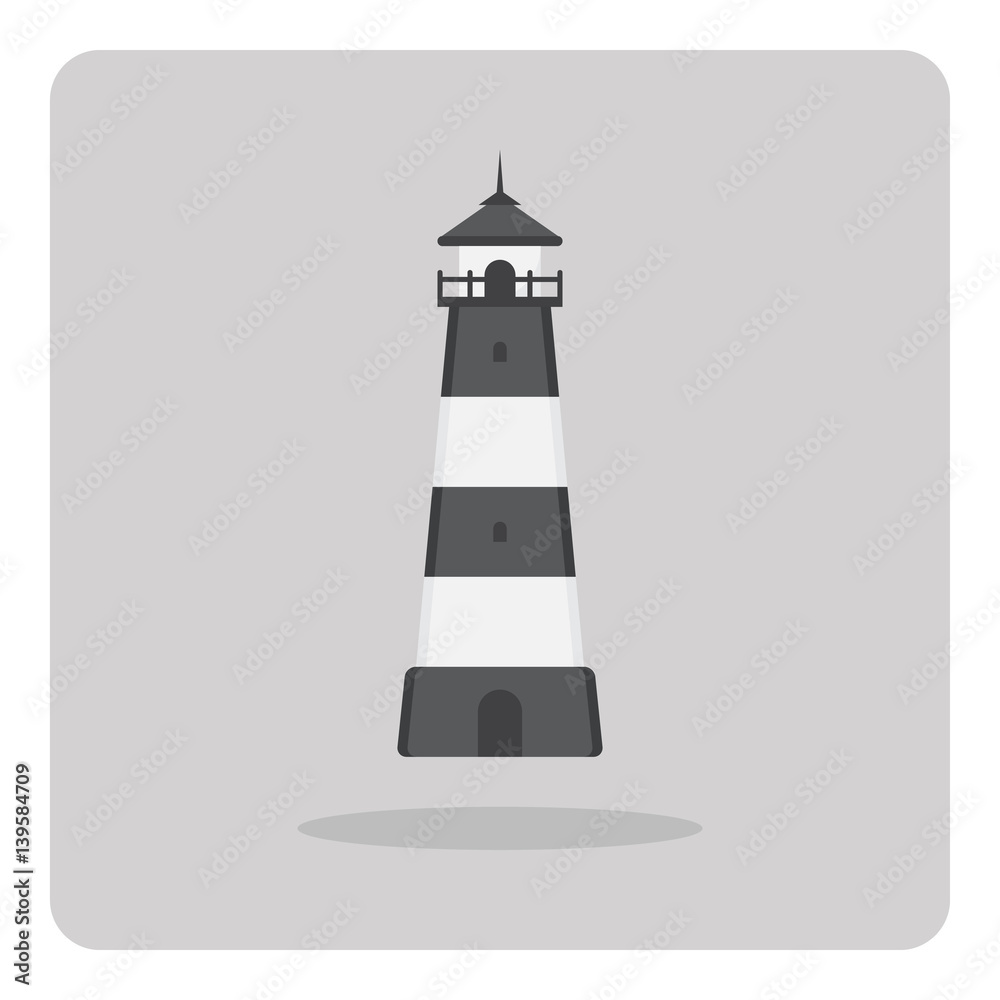 Vector of flat icon, Lighthouse building on isolated background Vector of flat icon, Lighthouse building on isolated background