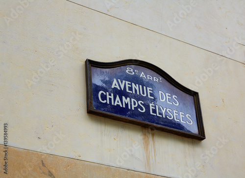 Champs Elysees avenue street sign in Paris © lunamarina