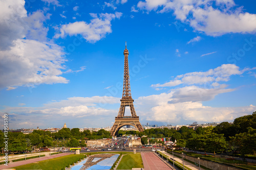 Eiffel Tower in Paris under blue sky France