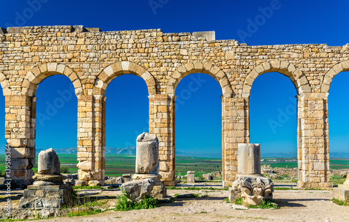 Ruins of a roman basilica at Volubilis  Morocco
