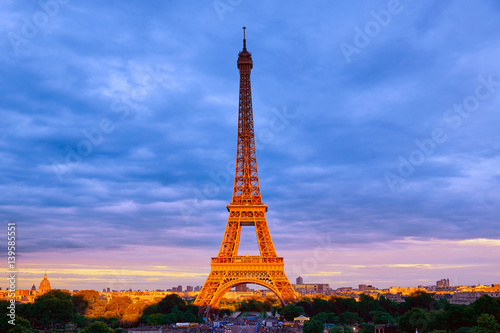 Eiffel tower at sunset Paris France © lunamarina