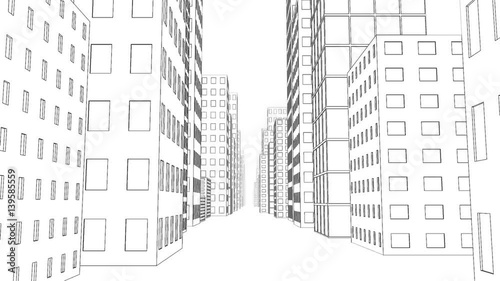 Driving through a city in a drawing style (looping file)