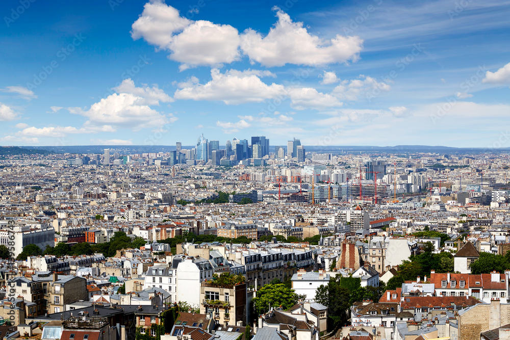 Paris skyline aerial from Montmartre