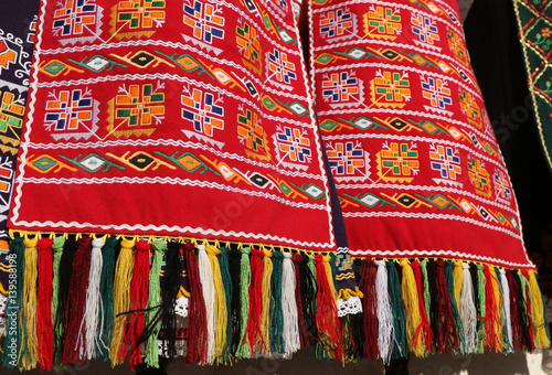 Authentic folk-style details of costumes from Bulgaria