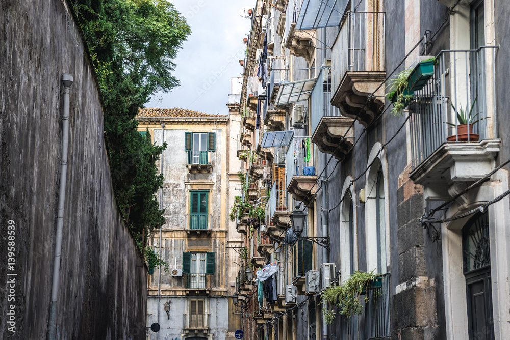 Typical residential buildings in Catania, Sicily in Italy