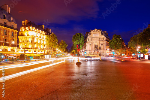 Paris Place de Saint Michel St sunset France