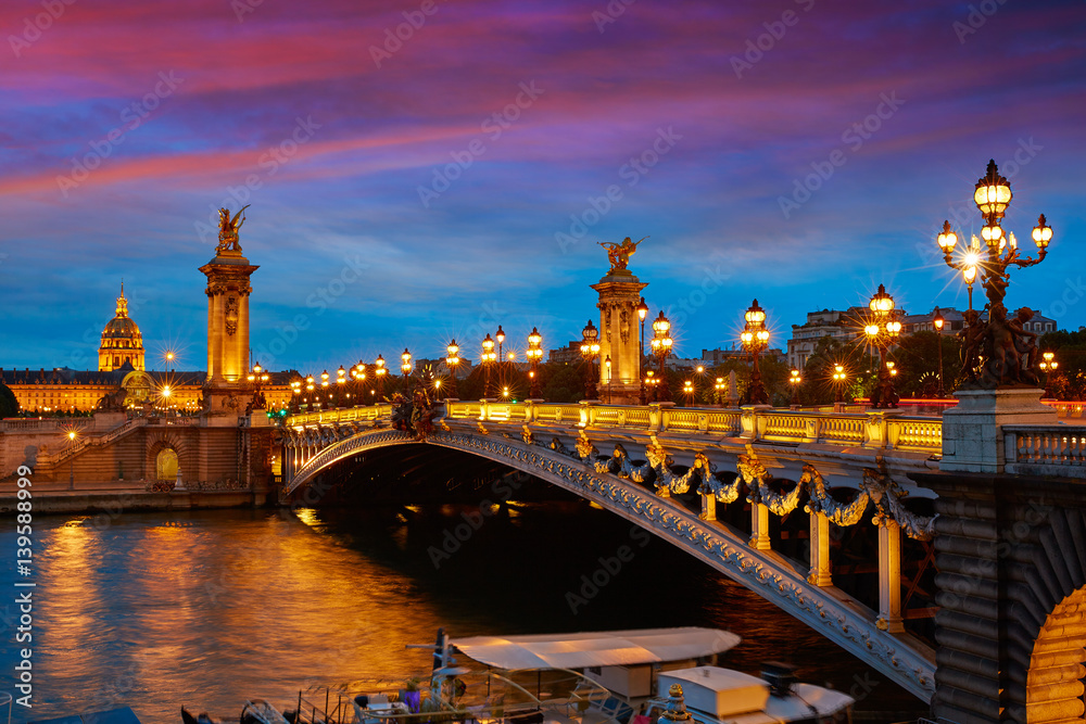 Pont Alexandre III in Paris France over Seine