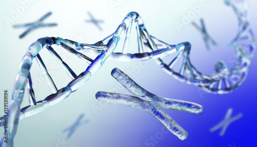 DNA, chromosome, 3d rendering