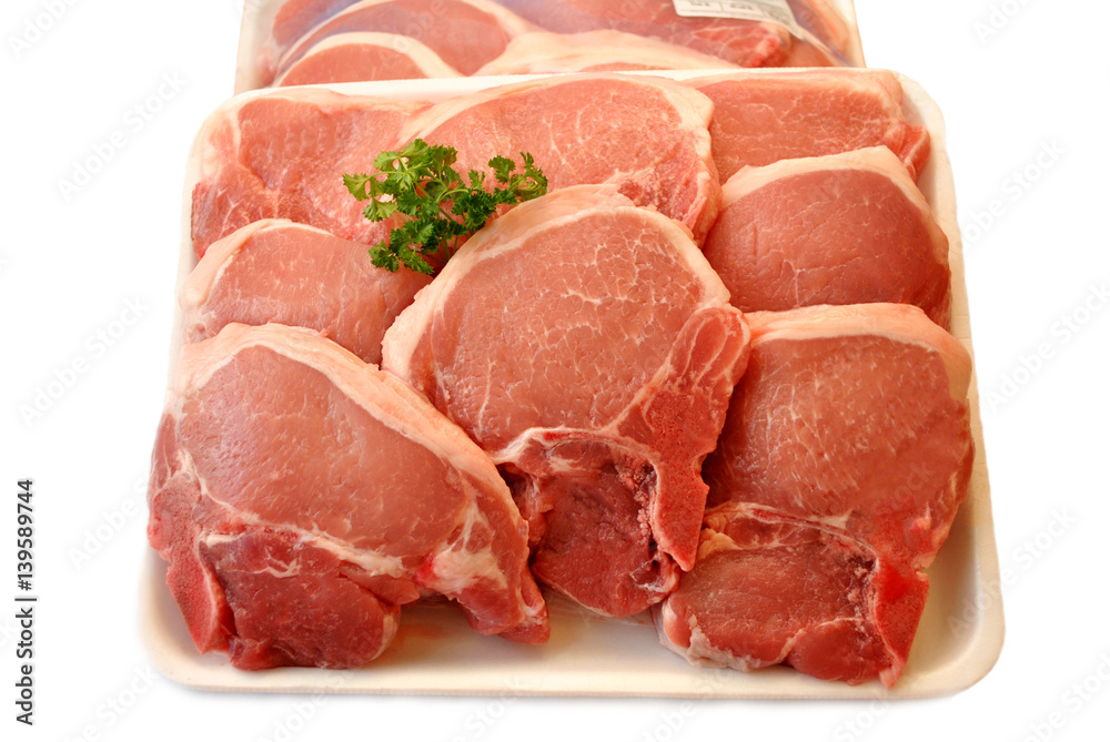 Lean Cut Pork Chops Over White