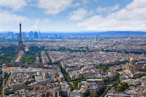 Paris Eiffel tower and skyline aerial France © lunamarina