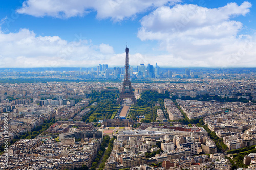 Paris Eiffel tower and skyline aerial France © lunamarina