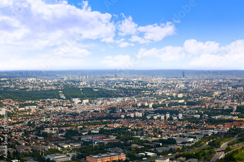 Fototapeta Naklejka Na Ścianę i Meble -  Paris aerial view with Eiffel tower France