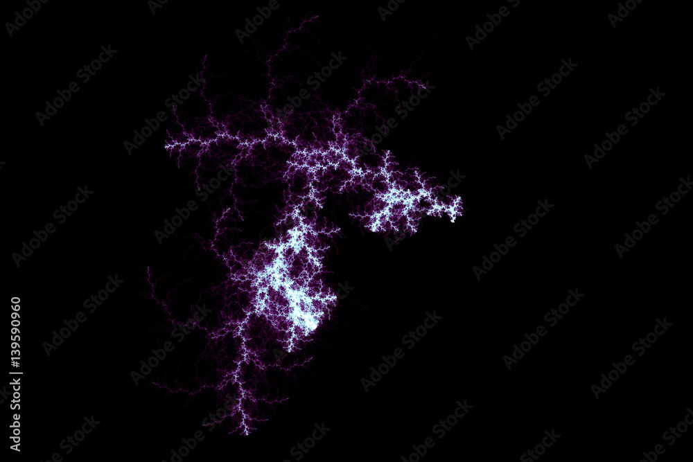 Purple lightning design. Abstract background. Isolated on black background.
