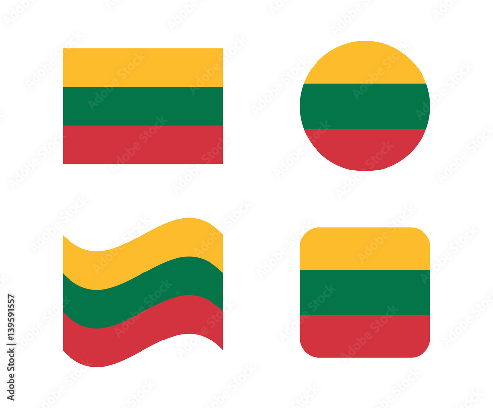 set 4 flags of lithuania