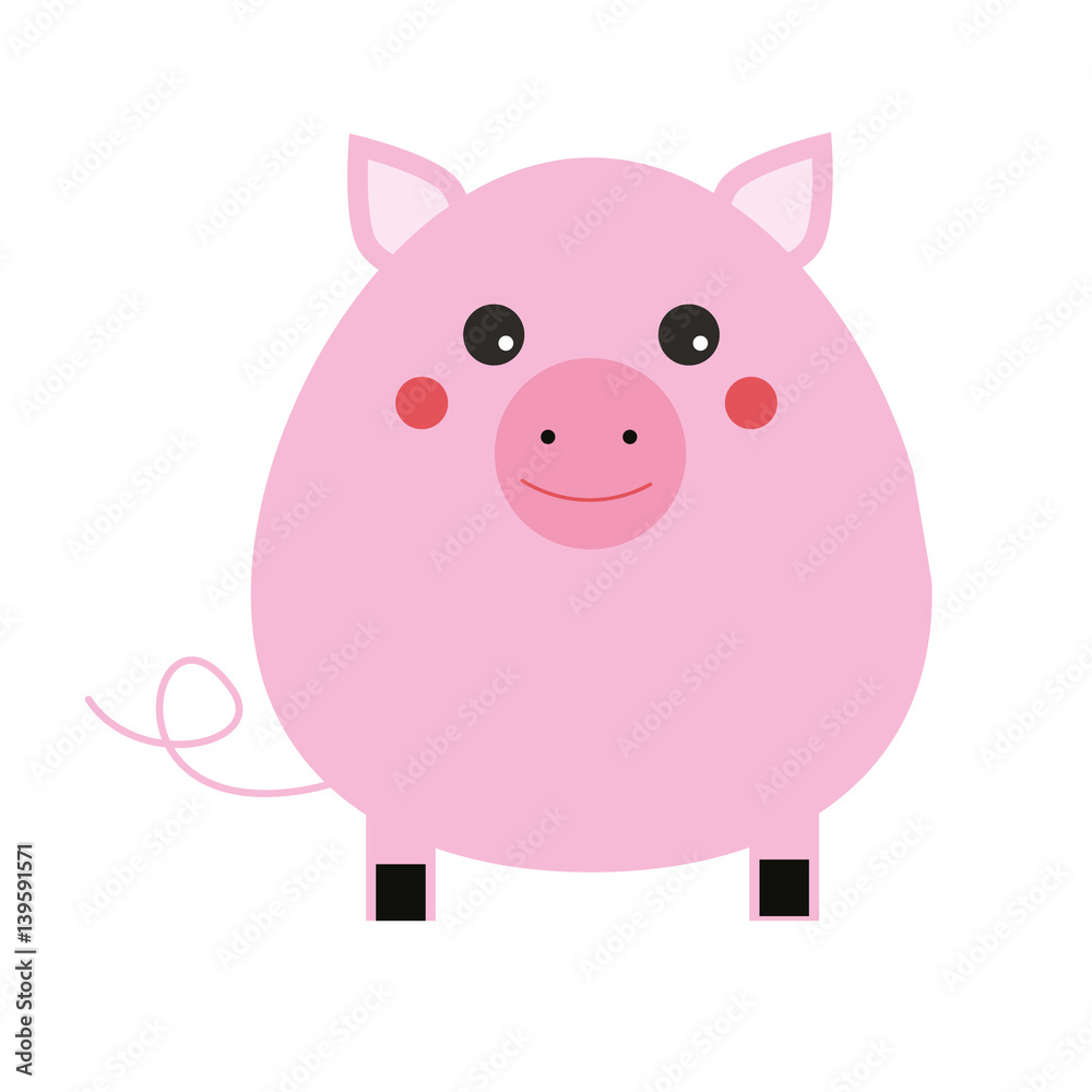 Fototapeta premium Cute pig cahracter. Children style, isolated design element, vector illustration.