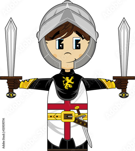 Cute Cartoon Medieval Crusader Knight