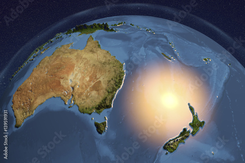 Planet Earth from space showing Japan in night with enhanced bump, 3D illustration, Elements of this image furnished by NASA