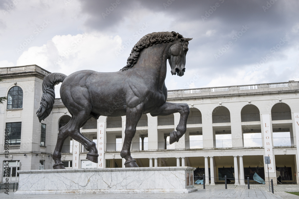Leonardo da Vinci Horse statue in Milan, Italy. The world's largest