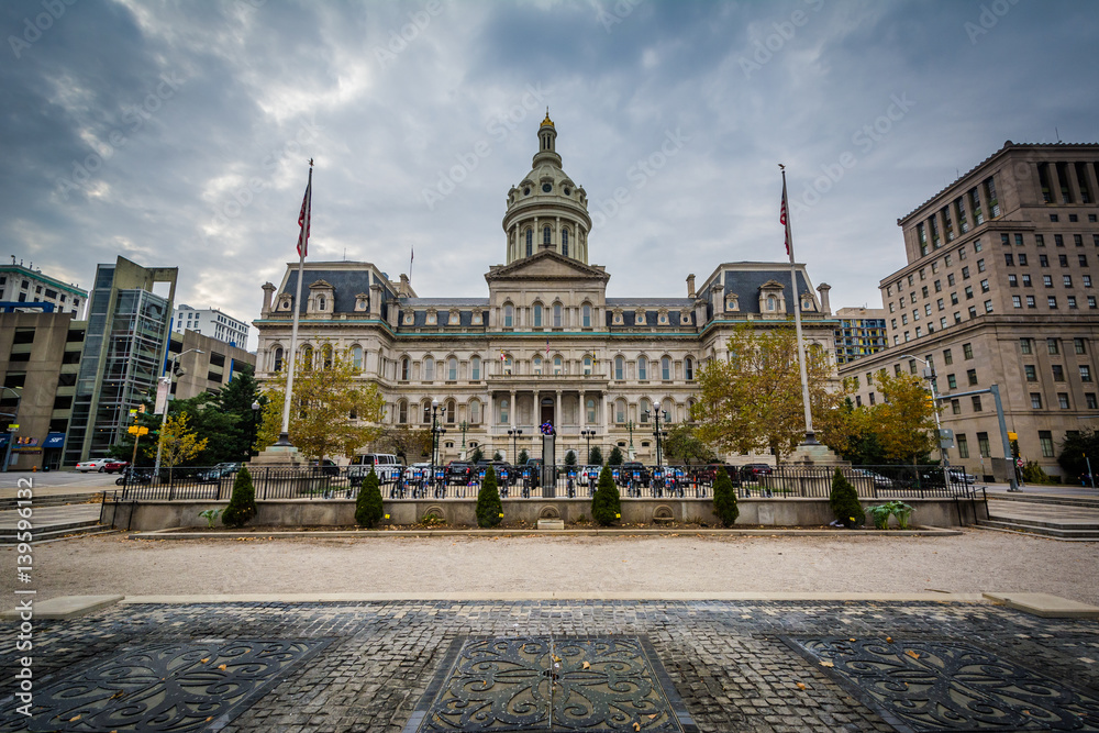 City Hall, in downtown Baltimore, Maryland.