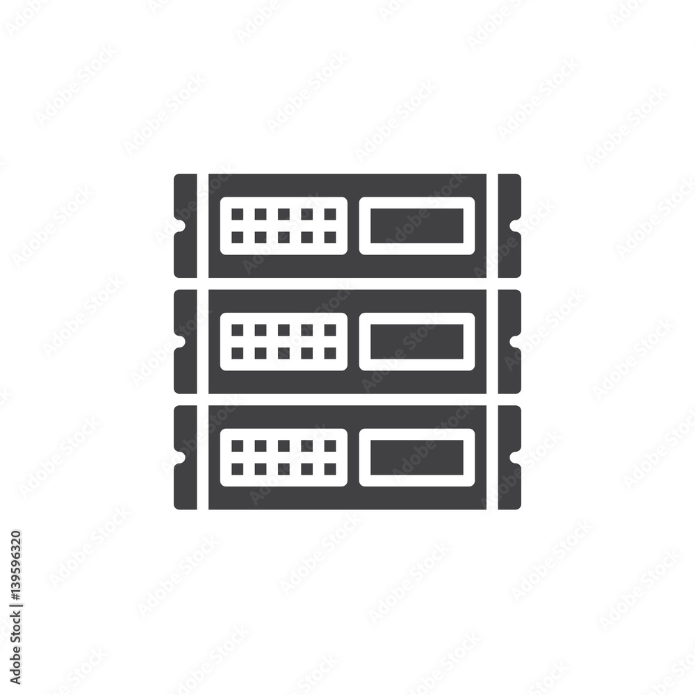 Rack units, servers icon vector, filled flat sign, solid pictogram isolated on white. Symbol, logo illustration. Pixel perfect Rack units, servers icon vector, filled flat sign, solid pictogram isolated on white. Symbol, logo illustration. Pixel perfect