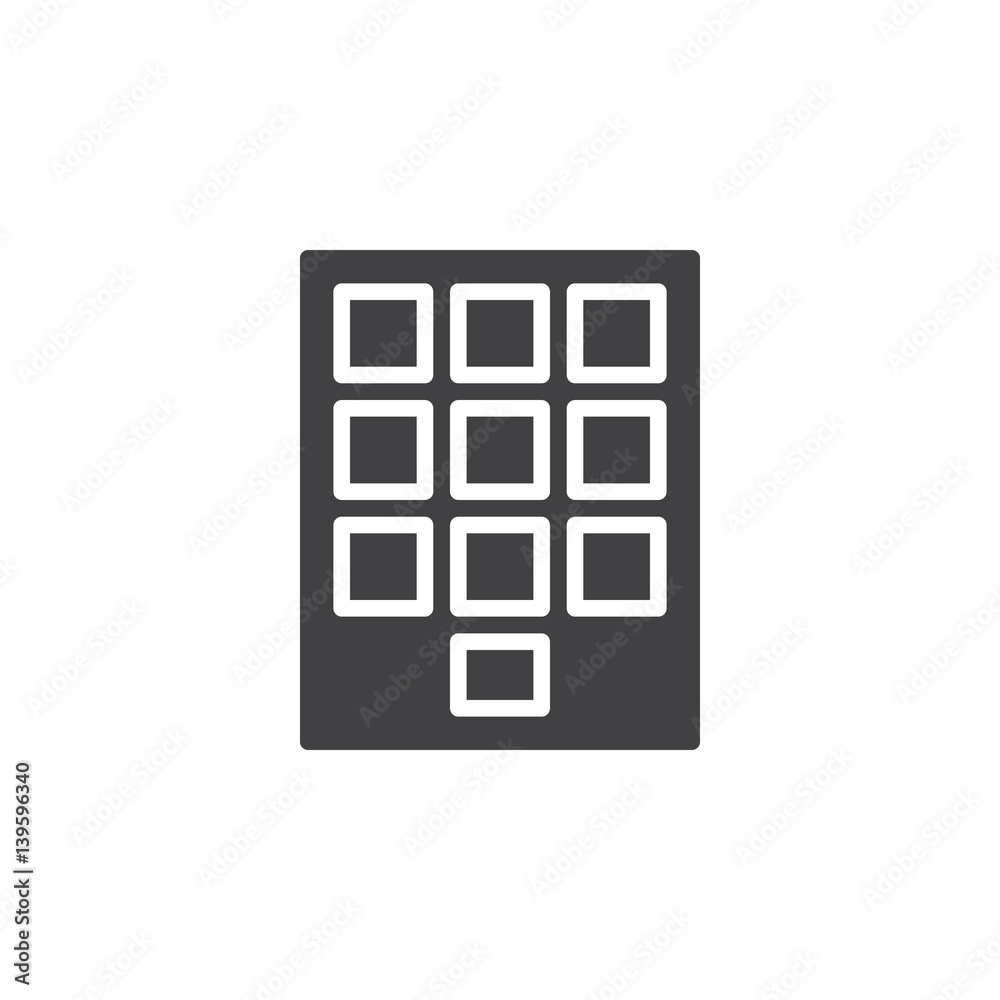 Numeric keypad icon vector, filled flat sign, solid pictogram isolated on white. Symbol, logo illustration. Pixel perfect Numeric keypad icon vector, filled flat sign, solid pictogram isolated on white. Symbol, logo illustration. Pixel perfect