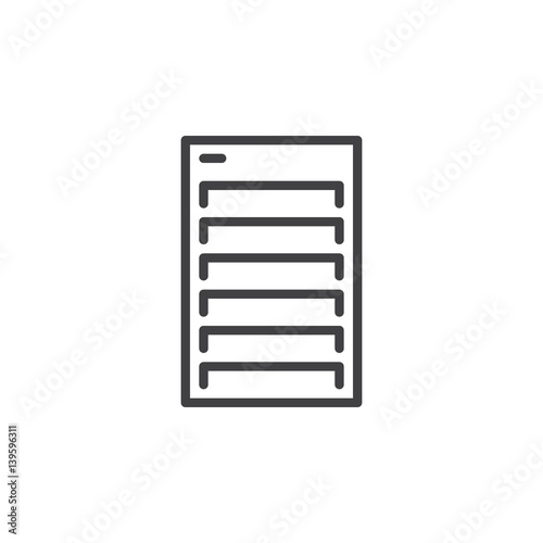 Server line icon, outline vector sign, linear style pictogram isolated on white. Symbol, logo illustration. Editable stroke. Pixel perfect