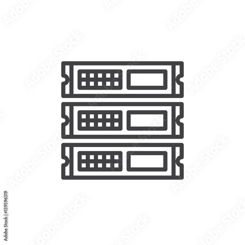 Rack units, servers line icon, outline vector sign, linear style pictogram isolated on white. Symbol, logo illustration. Editable stroke. Pixel perfect
