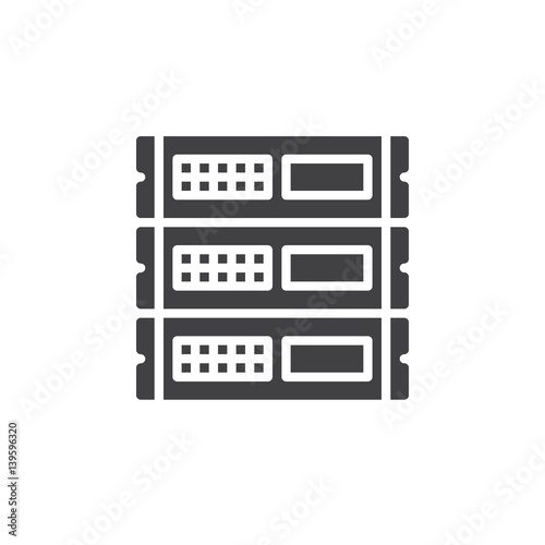 Rack units, servers icon vector, filled flat sign, solid pictogram isolated on white. Symbol, logo illustration. Pixel perfect