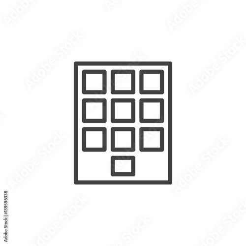 Numeric keypad line icon, outline vector sign, linear style pictogram isolated on white. Symbol, logo illustration. Editable stroke. Pixel perfect