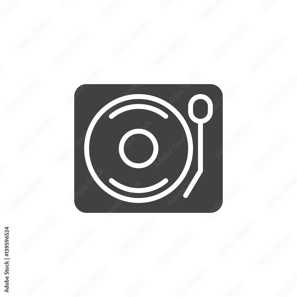 Vinyl turntable record player icon vector, filled flat sign, solid pictogram isolated on white. Symbol, logo illustration. Pixel perfect Vinyl turntable record player icon vector, filled flat sign, solid pictogram isolated on white. Symbol, logo illustration. Pixel perfect