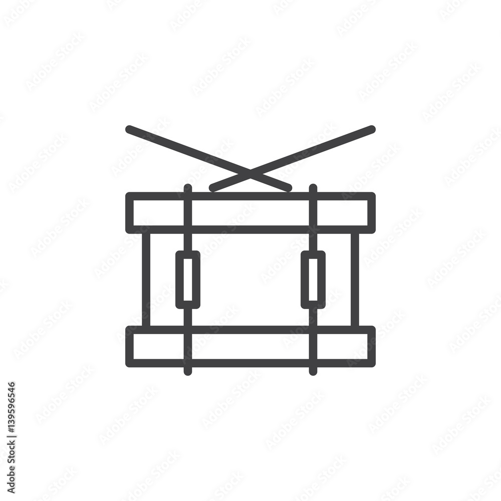 Snare drum line icon, outline vector sign, linear style pictogram isolated on white. Symbol, logo illustration. Editable stroke. Pixel perfect