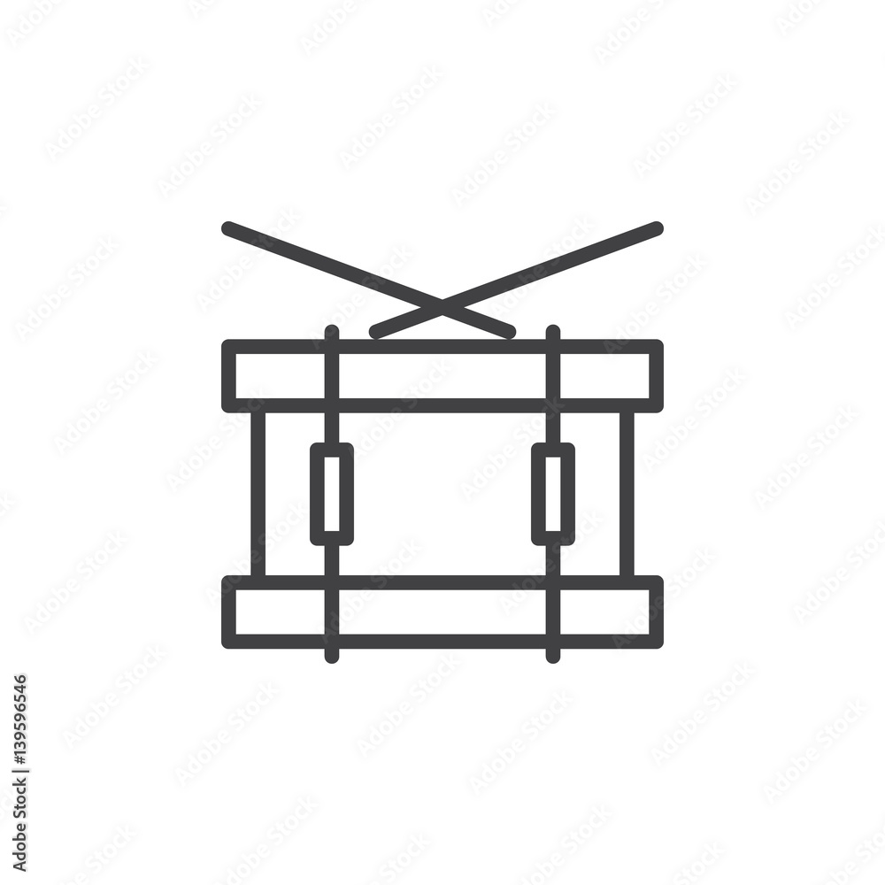 Snare drum line icon, outline vector sign, linear style pictogram isolated on white. Symbol, logo illustration. Editable stroke. Pixel perfect Snare drum line icon, outline vector sign, linear style pictogram isolated on white. Symbol, logo illustration. Editable stroke. Pixel perfect