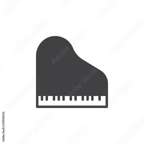 Grand piano icon vector, filled flat sign, solid pictogram isolated on white. Symbol, logo illustration. Pixel perfect