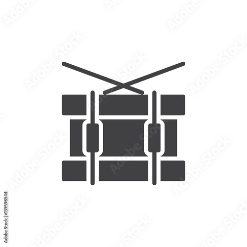 Snare drum icon vector, filled flat sign, solid pictogram isolated on white. Symbol, logo illustration. Pixel perfect