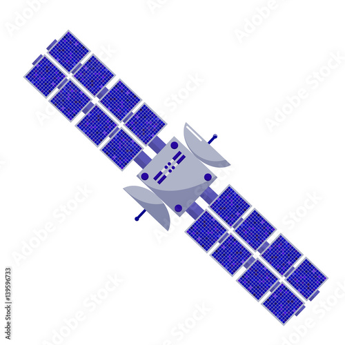 Satellite flat style. Isolated space objects on a white background. astronautics science