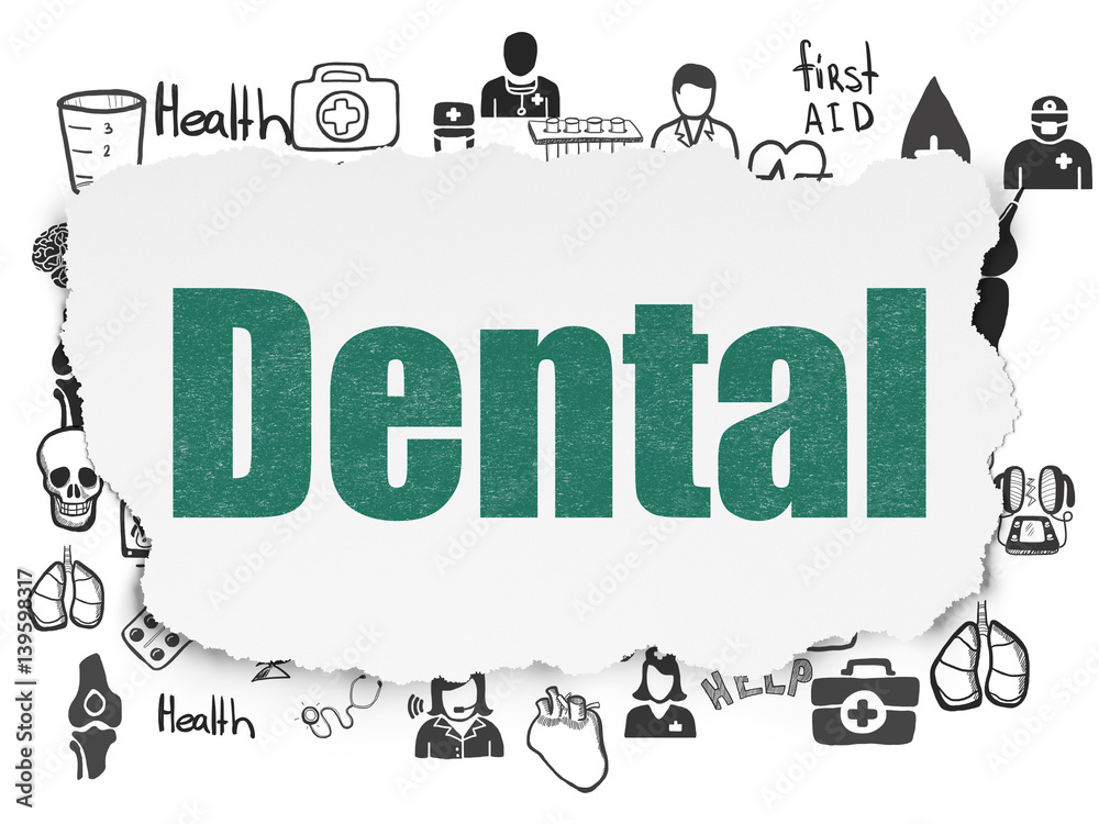 Health concept: Dental on Torn Paper background