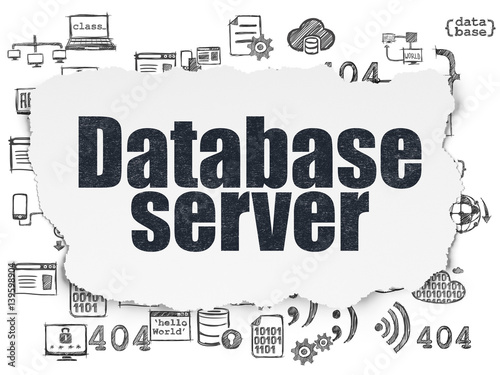 Programming concept: Database Server on Torn Paper background