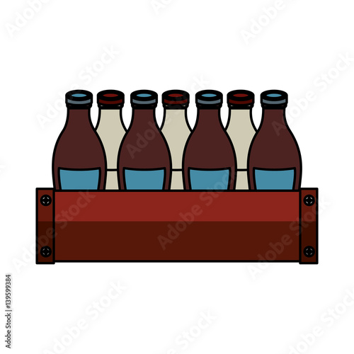 soda bottles in basket isolated icon vector illustration design