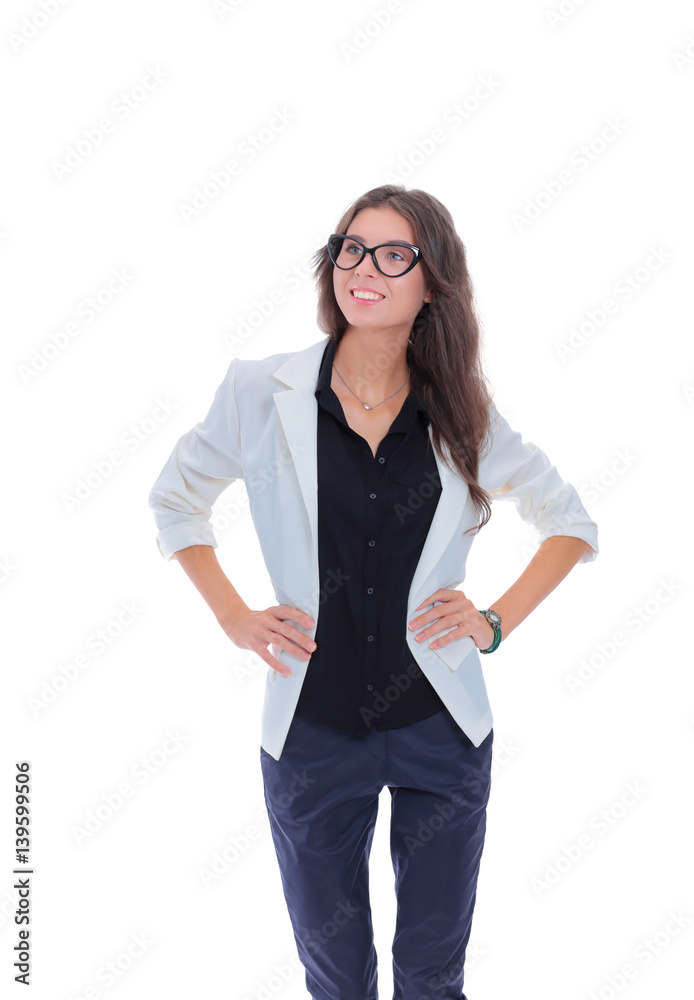 Young woman standing, isolated on white background Young woman standing, isolated on white background