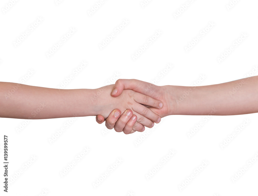 Handshake isolated on white background