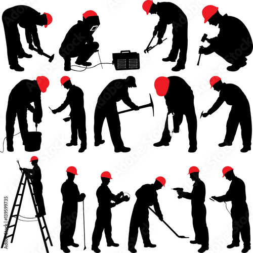 worker silhouettes collection - vector