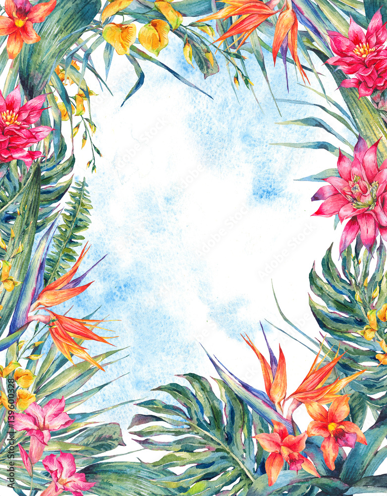 The tropical floral frame template